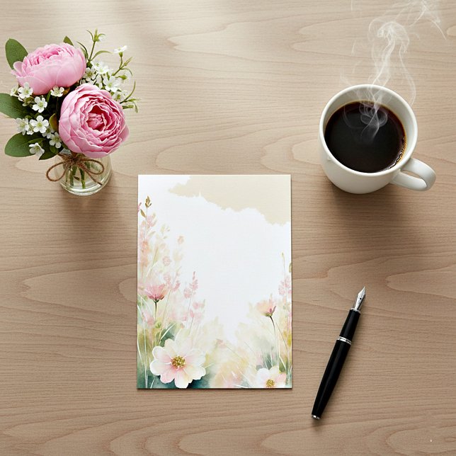 Convite Casamento de vazio floral com rosa claro aquícola (Criador carregado)