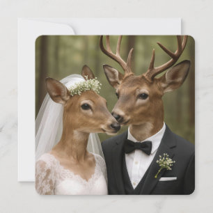 Convite Casamento de Veado e Corça na Floresta