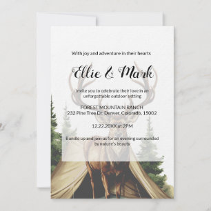 Convite Casamento de Veados da Montanha Minimalista Modern