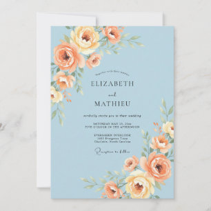 Convite Casamento de Verão Azul Azure Encantador