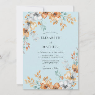 Convite Casamento de Verão Azul Pó Pintado