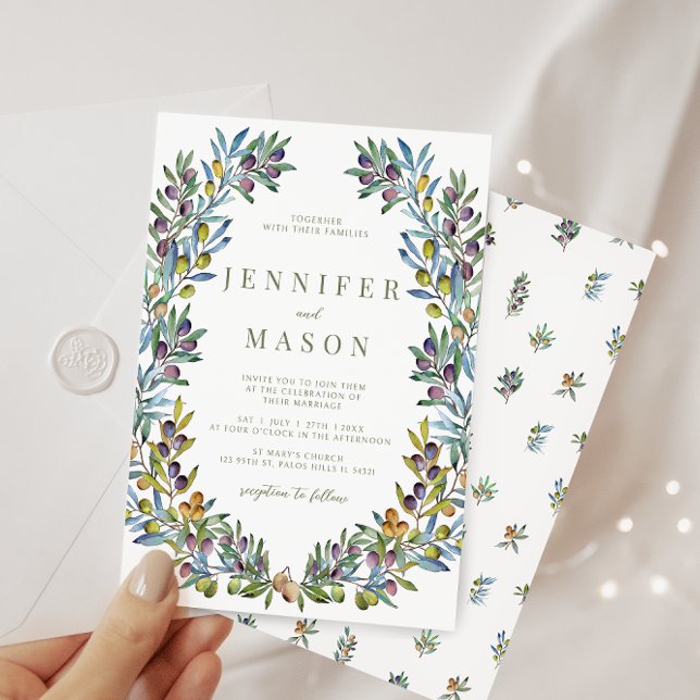 Convite Casamento de verão boêmico com o tema Olive Tuscan (Criador carregado)