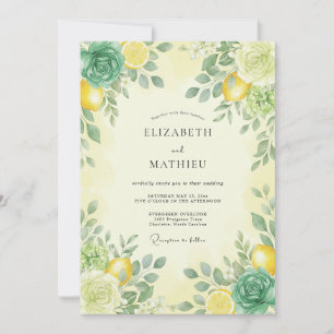Convite Casamento de Verão Cítrico Amarelo Limão Vibrante