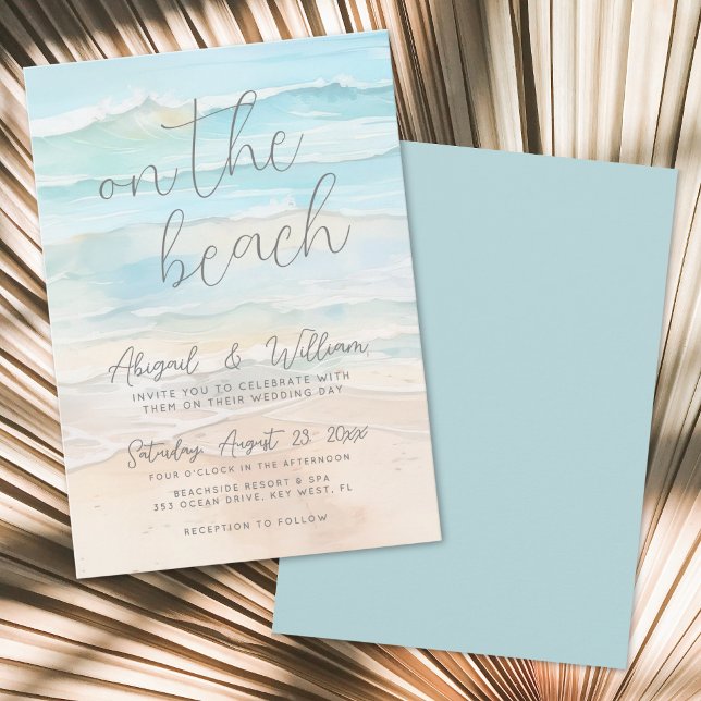Convite Casamento de Verão com Aquarela na Praia (Watercolor Summer On The Beach Wedding Invitation )