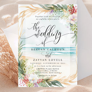 Convite Casamento de Verão com Caligrafia Floral à Beira-M