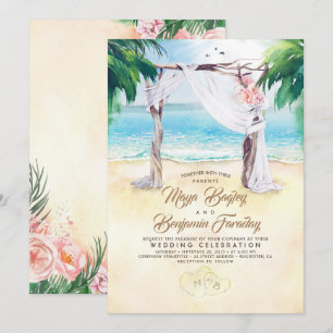 Convite Casamento de Verão com Dreamy Beach Arbor Tropica