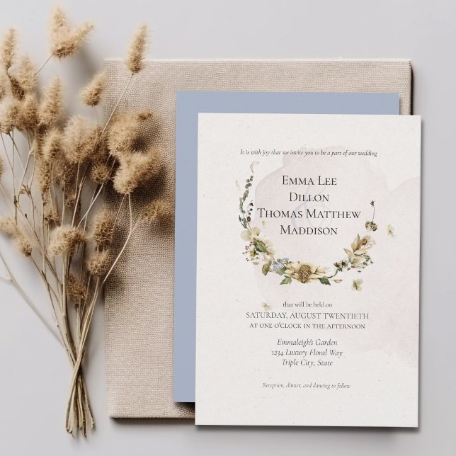 Convite Casamento de Verão com Flores Secas (Criador carregado)