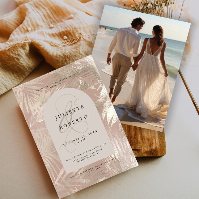 Convite Casamento de Verão com Folha de Palmeira Tropical  (Criador carregado)