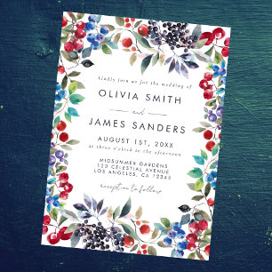 Convite Casamento de Verão com Frutas em Aquarela