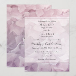 Convite Casamento de Verão com Hydrangea Púrpura, Rosa-Blu