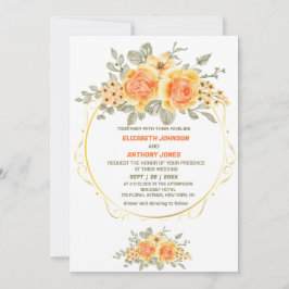 Convite Casamento de verão com laranja e amarelo-floral cl