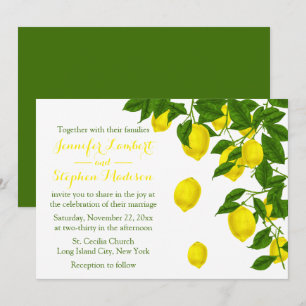Convite Casamento de Verão com Limão Amarelo e Verde dos C