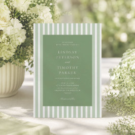 Convite Casamento de Verão com Listras Verdes Retrô