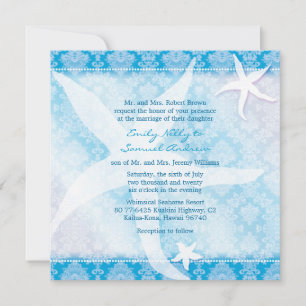 Convite Casamento de Verão com Starfish Azul Praia