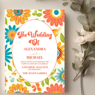 Convite Casamento de Verão com Tipografia Retro