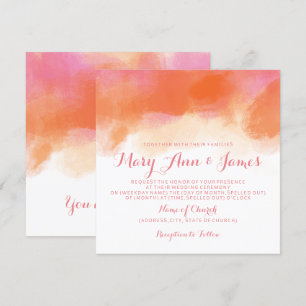 Convite Casamento de Verão - Cor de água de coral rosa
