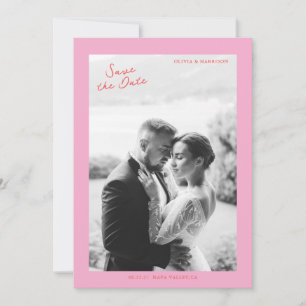 Convite Casamento de Verão Cor-de-Rosa Salve o Dia
