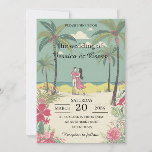 Convite Casamento de Verão da História do Amor Tropical