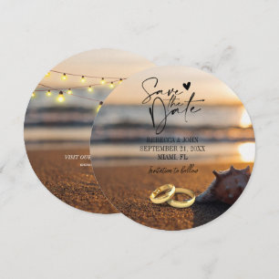 Convite Casamento de Verão da praia Elegante Salve o Cartã