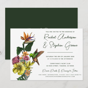 Convite Casamento De Verão De Elegante Tropical Floral Gre