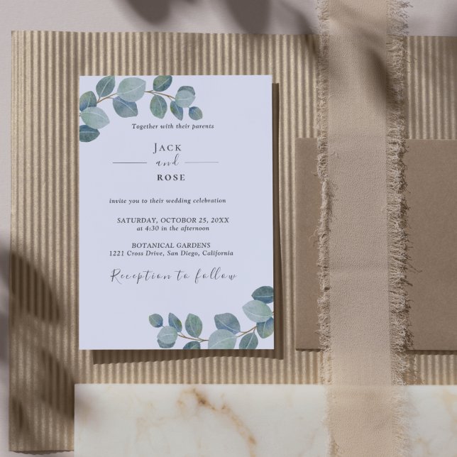 Convite Casamento de Verão de Eucalyptus Greenery Rustic. (Rustic Greenery Eucalyptus Summer Wedding. Invitation)