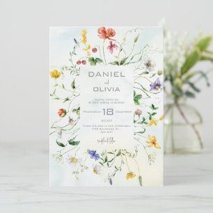 Convite Casamento de Verão de Flor Russo Verde e Branco