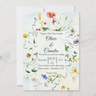 Convite Casamento de Verão de Flor Russo Verde e Branco