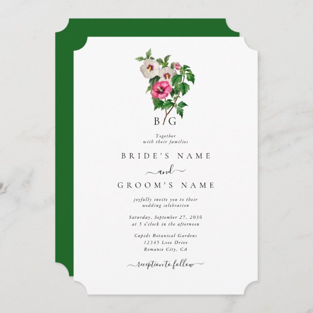 Convite Casamento de Verão de Hibiscus Tropical Watercolor (Frente/Verso)