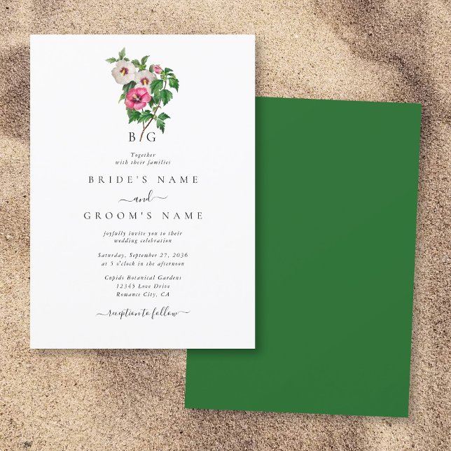 Convite Casamento de Verão de Hibiscus Tropical Watercolor (Watercolor Tropical Hibiscus Summer Wedding Invitation)