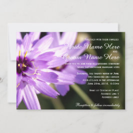 Convite Casamento de verão de margarida roxa elegante e bo