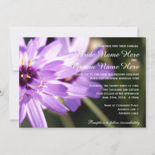 Convite Casamento de verão de margarida roxa elegante e bo