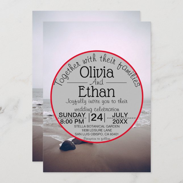 Convite Casamento de Verão de Marinho de praia de praia de (Frente/Verso)