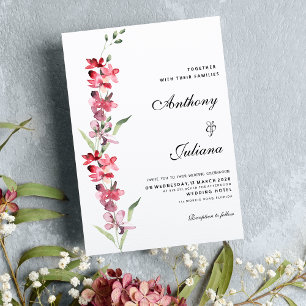 Convite Casamento de verão de orquídea verde-rosa Elegante