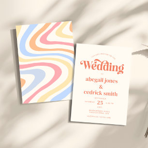 Convite Casamento de Verão de Pastel minimalista retrô-mod