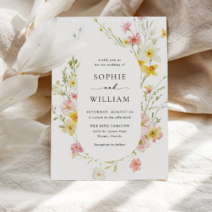 Convite Casamento de Verão de Primavera de Flor Selvagem M