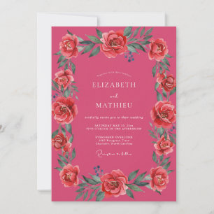 Convite Casamento de Verão Efervescente Magenta