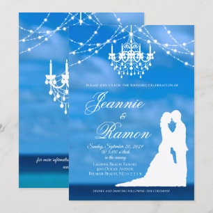 Convite Casamento de Verão Elegant Beach, Casal e Chandel