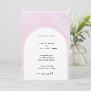 Convite Casamento de Verão Elegante em Rosa Empolado