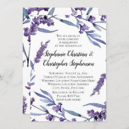 Convite Casamento de Verão Elegante Lilac Watercolor