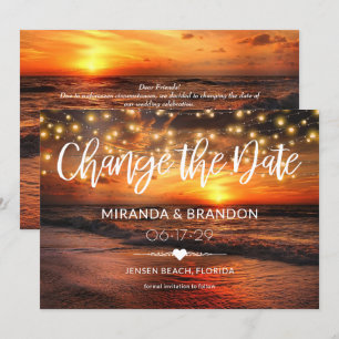 Convite Casamento de verão em praia elegante muda o cart