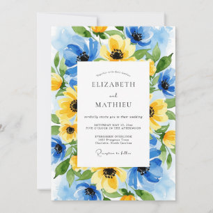 Convite Casamento de Verão Espirituoso Amarelo Azure