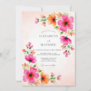 Convite Casamento de Verão Festivo Magenta
