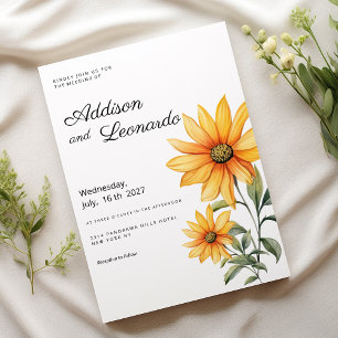 Convite Casamento de verão floral de girassol