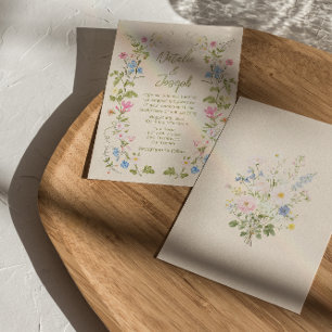 Convite Casamento de Verão Floral Moderno Escrito à Mão