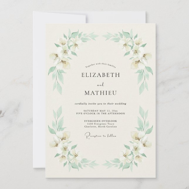 Convite Casamento de Verão Fresco em Verde Menta (Frente)