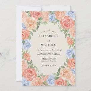 Convite Casamento de Verão Luxuriante de Pêssego