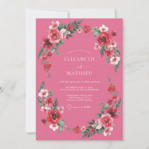 Convite Casamento de Verão Magnífico Magenta