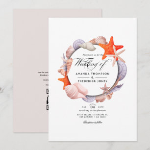 Convite Casamento de Verão na Praia com RSVP por Código QR