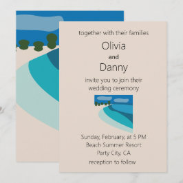 Convite Casamento de Verão na Praia de Destino