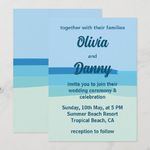 Convite Casamento de Verão na Praia Ensolarada